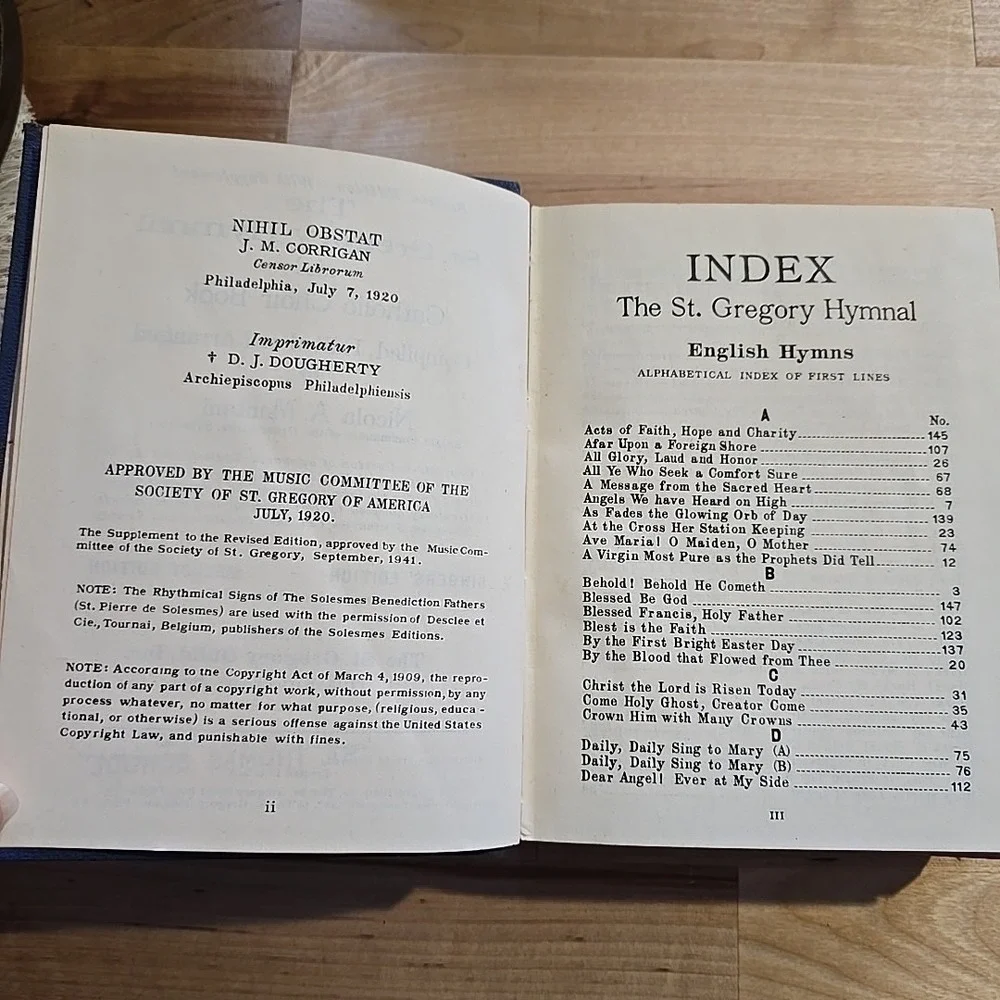 Vintage St. Gregory Hymnal & Catholic Choir Book 1947 Melody Edition Sheet Music